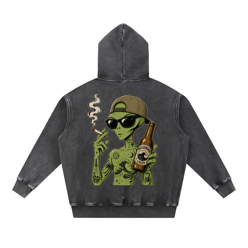 Alien Snow Wash Fleece Oversize Hoodie