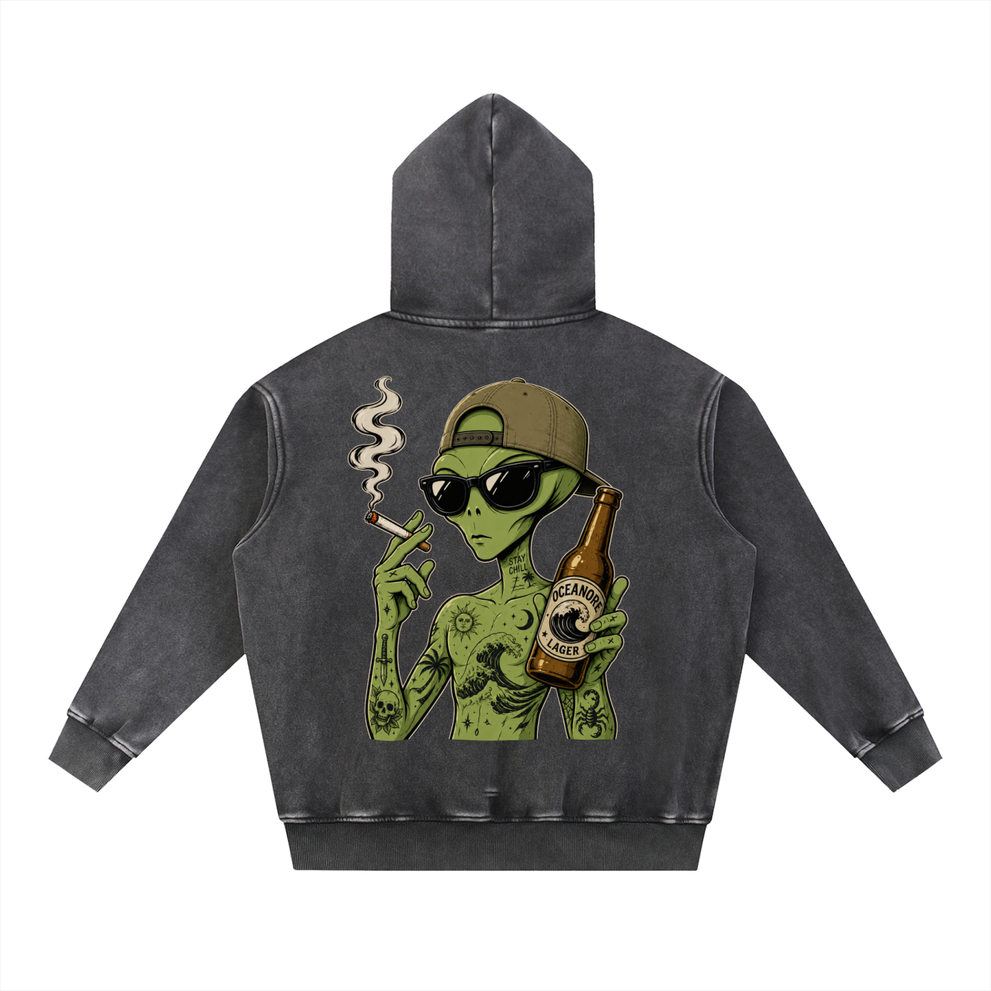 Alien Snow Wash Fleece Oversize Hoodie
