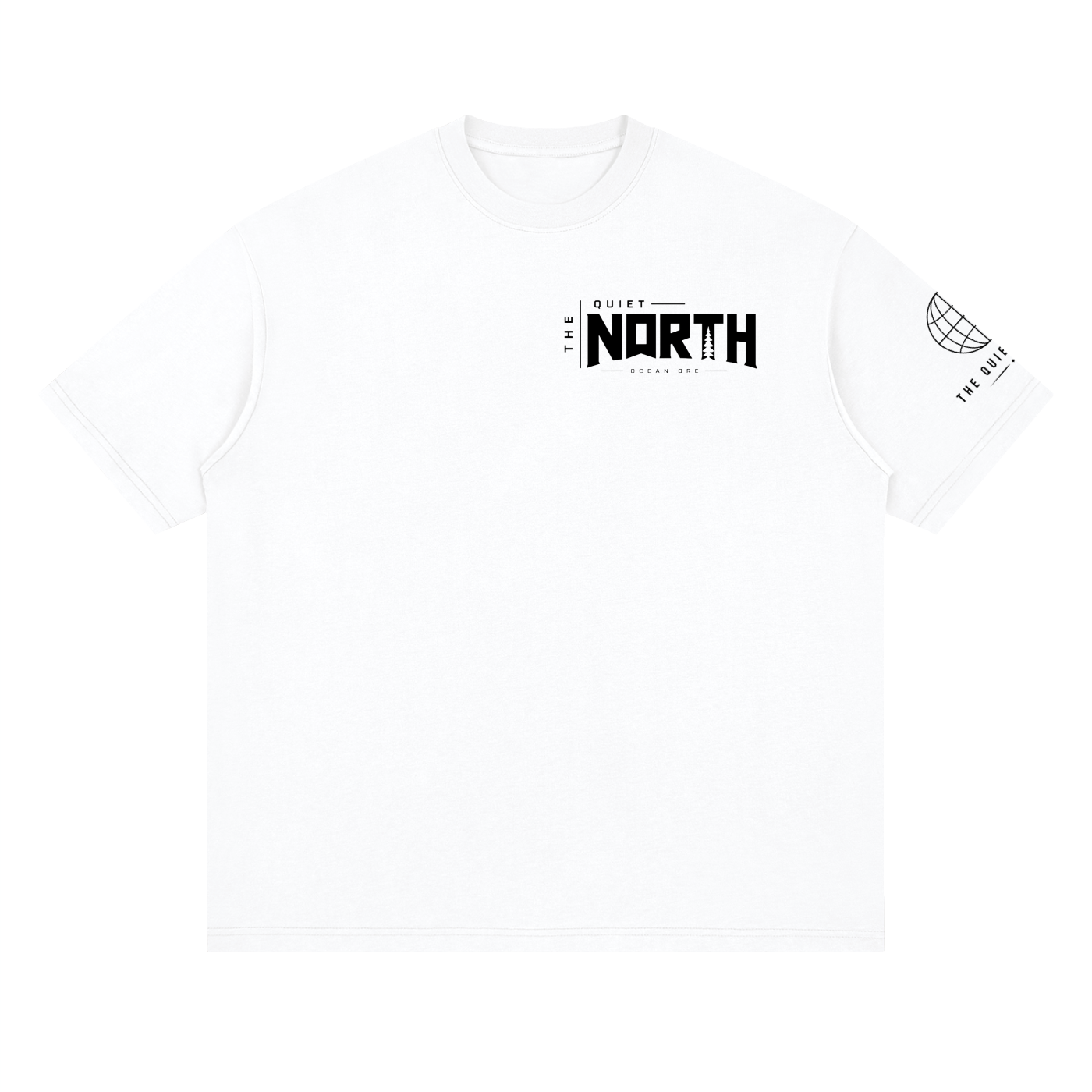 Lucent white loose drop-shoulder T-shirt with front North logo graphic, crew neck