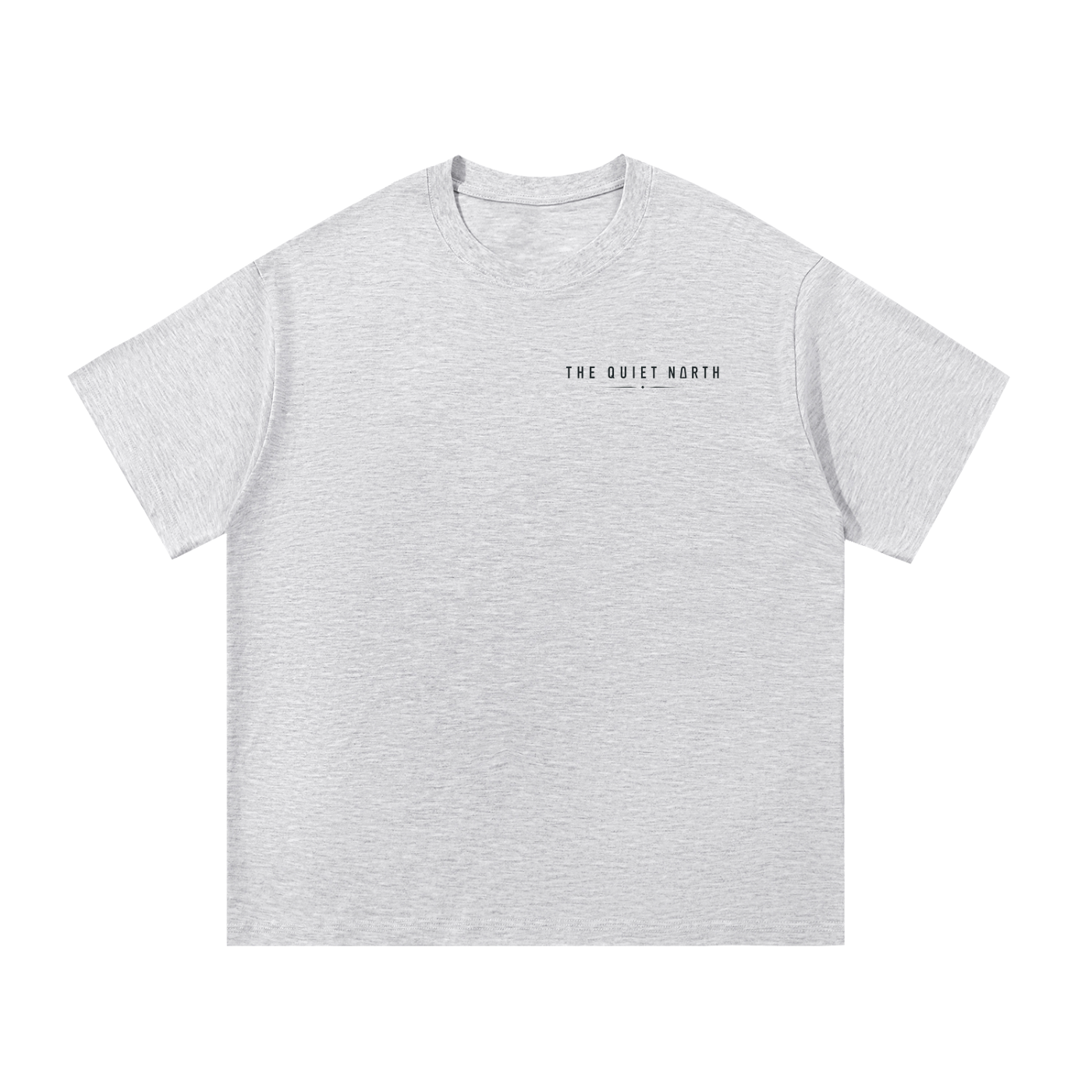 Essential cotton T-shirt, heather gray, crew neck, small chest logo text.