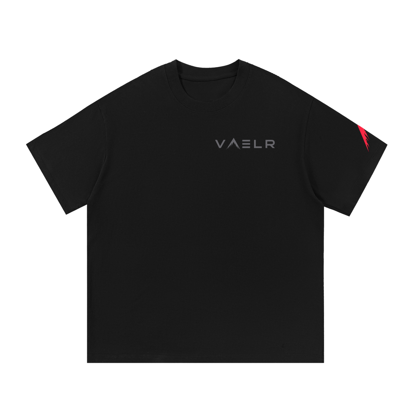 Black cotton T-shirt with small VAELR logo on chest