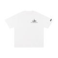 Unisex white pure cotton T-shirt with front mountain logo and small side tag
