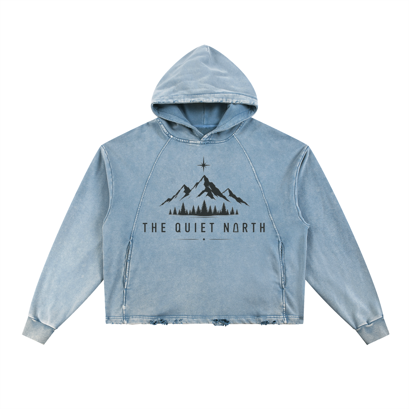 The quiet north Vintage Washed Frayed-Hem Hoodie