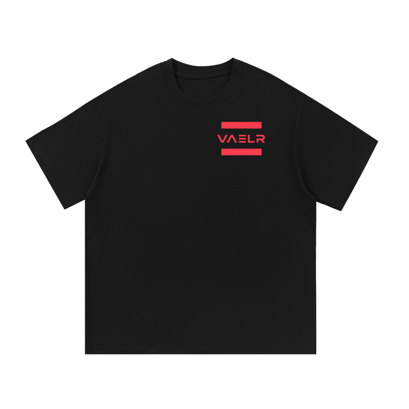 Cotton T-shirt, black, crew neck, short sleeves, VAELR logo on front chest.