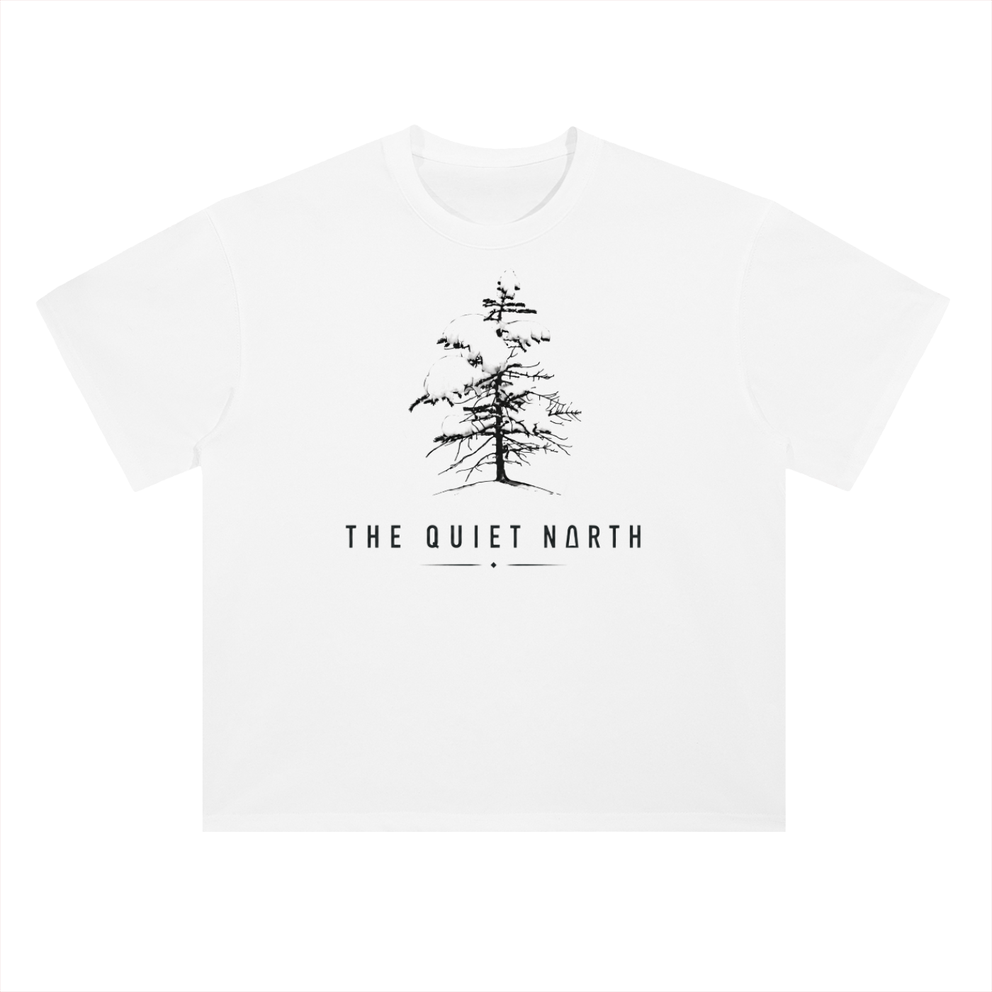 Heavyweight cotton T-shirt, Lucent white front with tree graphic and logo text