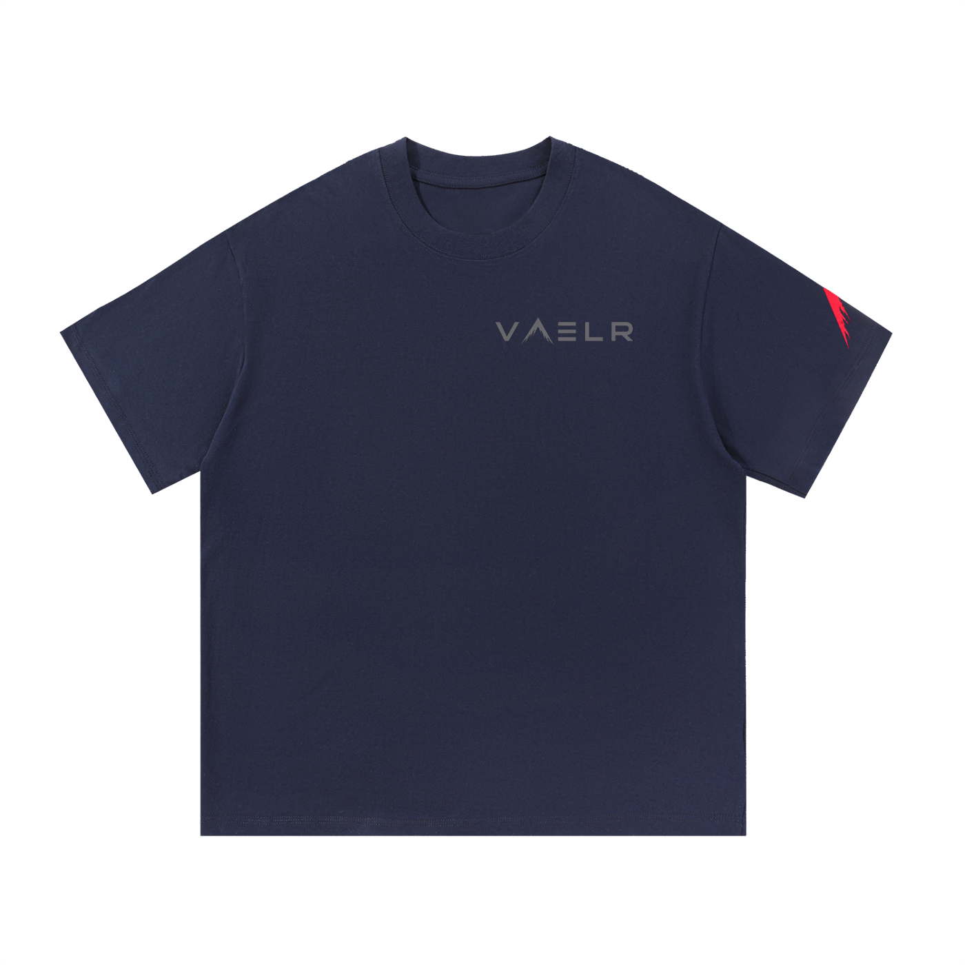 Navy blue cotton T-shirt with small VAELR logo on chest
