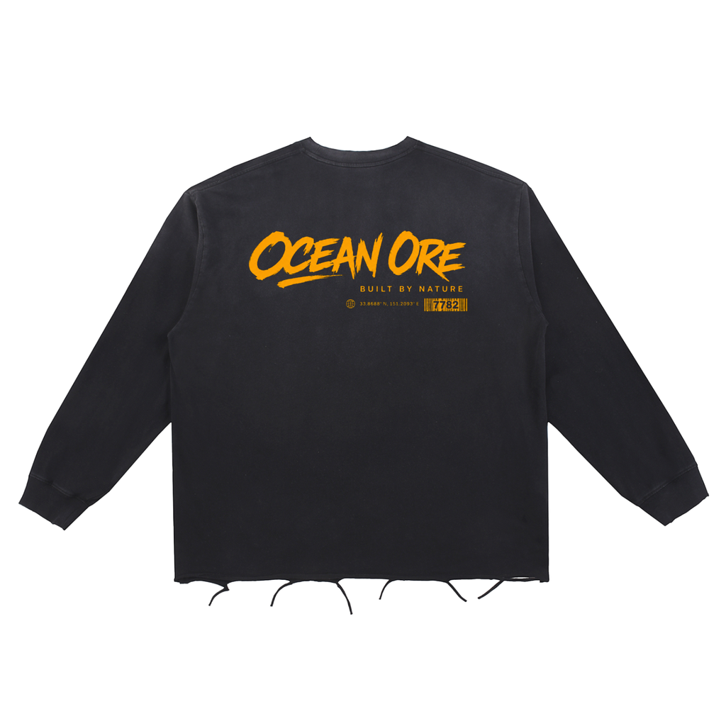 Snow Wash Raw Edge Cotton T-Shirt