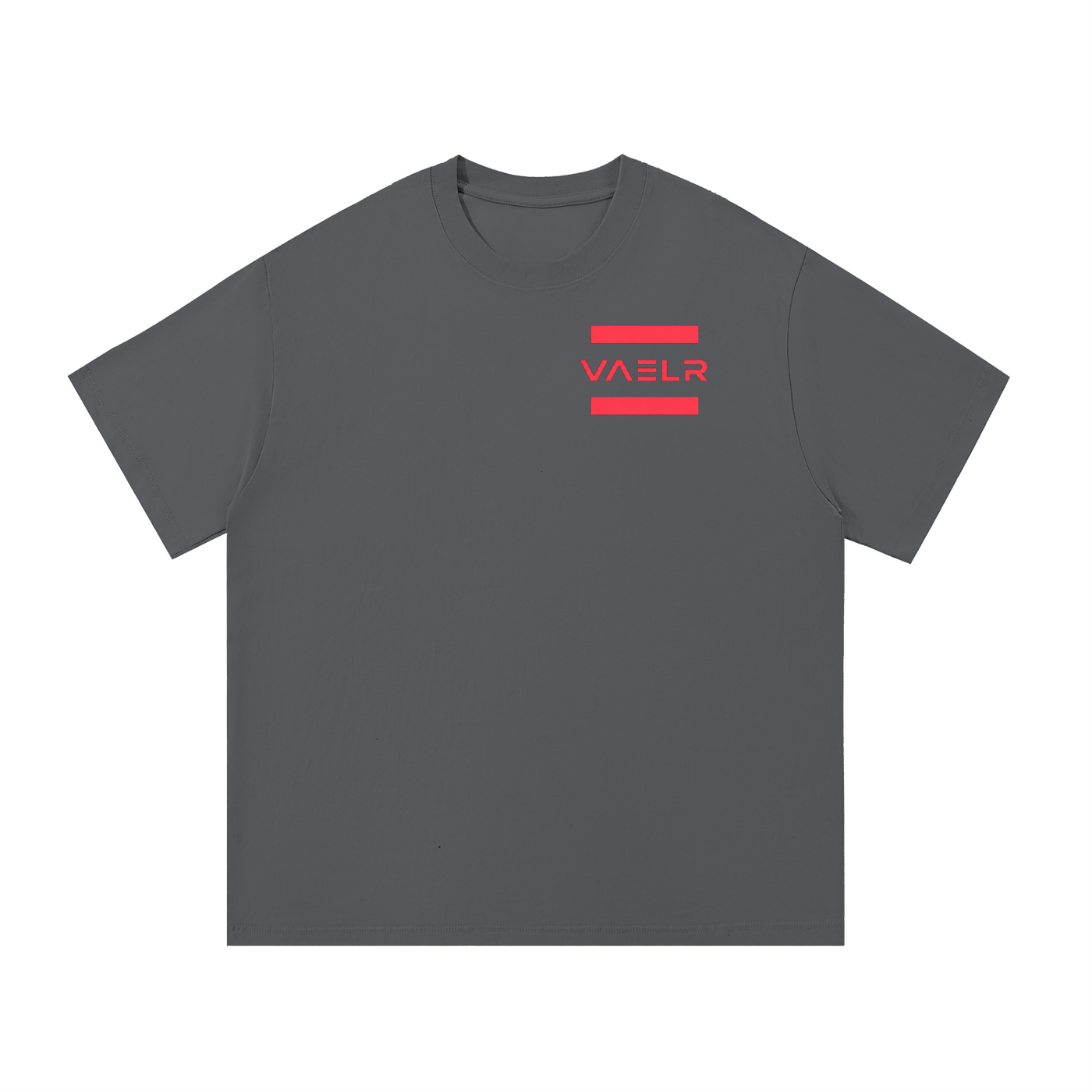 Cotton T-shirt, dark gray, crew neck, short sleeves, VAELR logo on front chest.