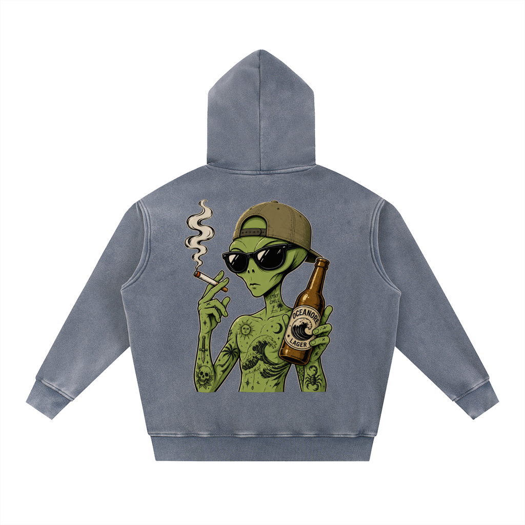 Alien Snow Wash Fleece Oversize Hoodie