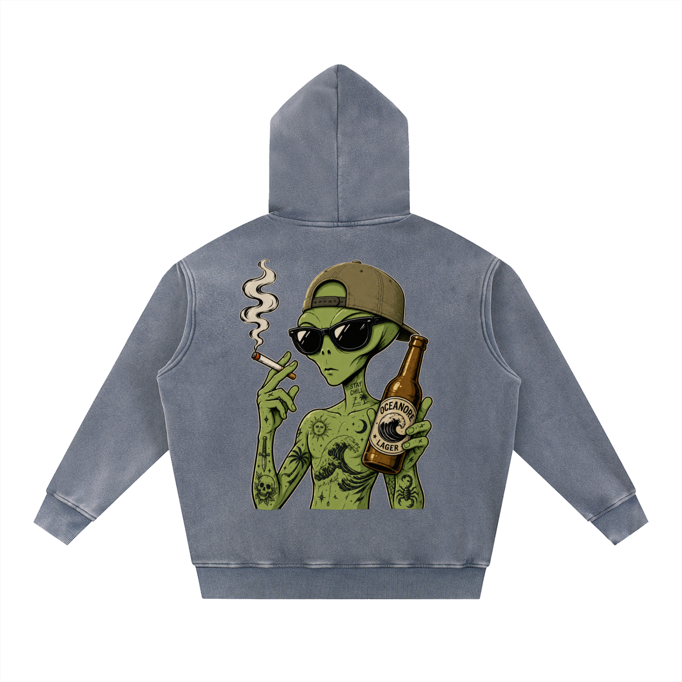 Alien Snow Wash Fleece Oversize Hoodie