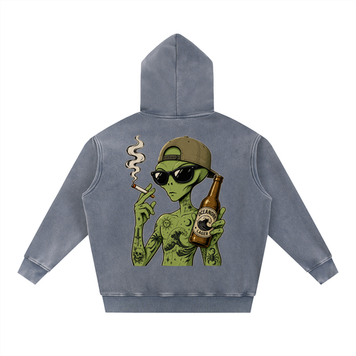 Alien Snow Wash Fleece Oversize Hoodie