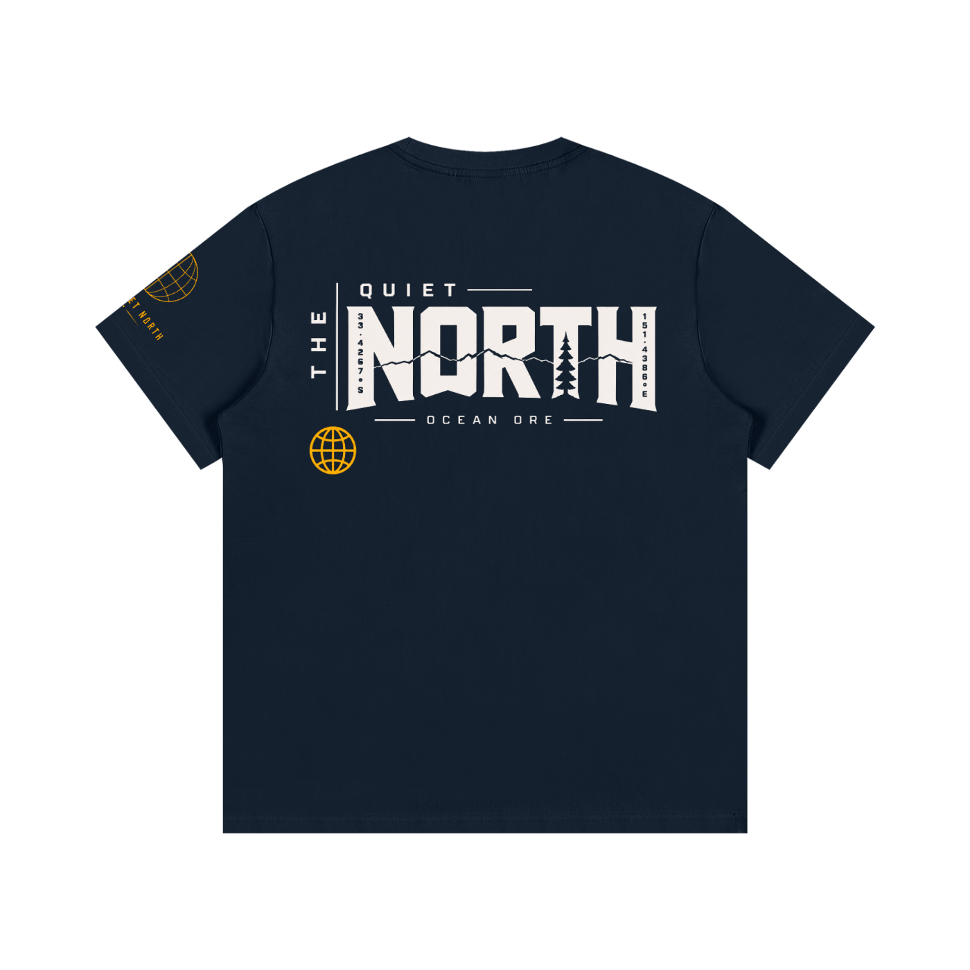 Navy graphic cotton t-shirt, back print with “THE NORTH” logo and crew neck