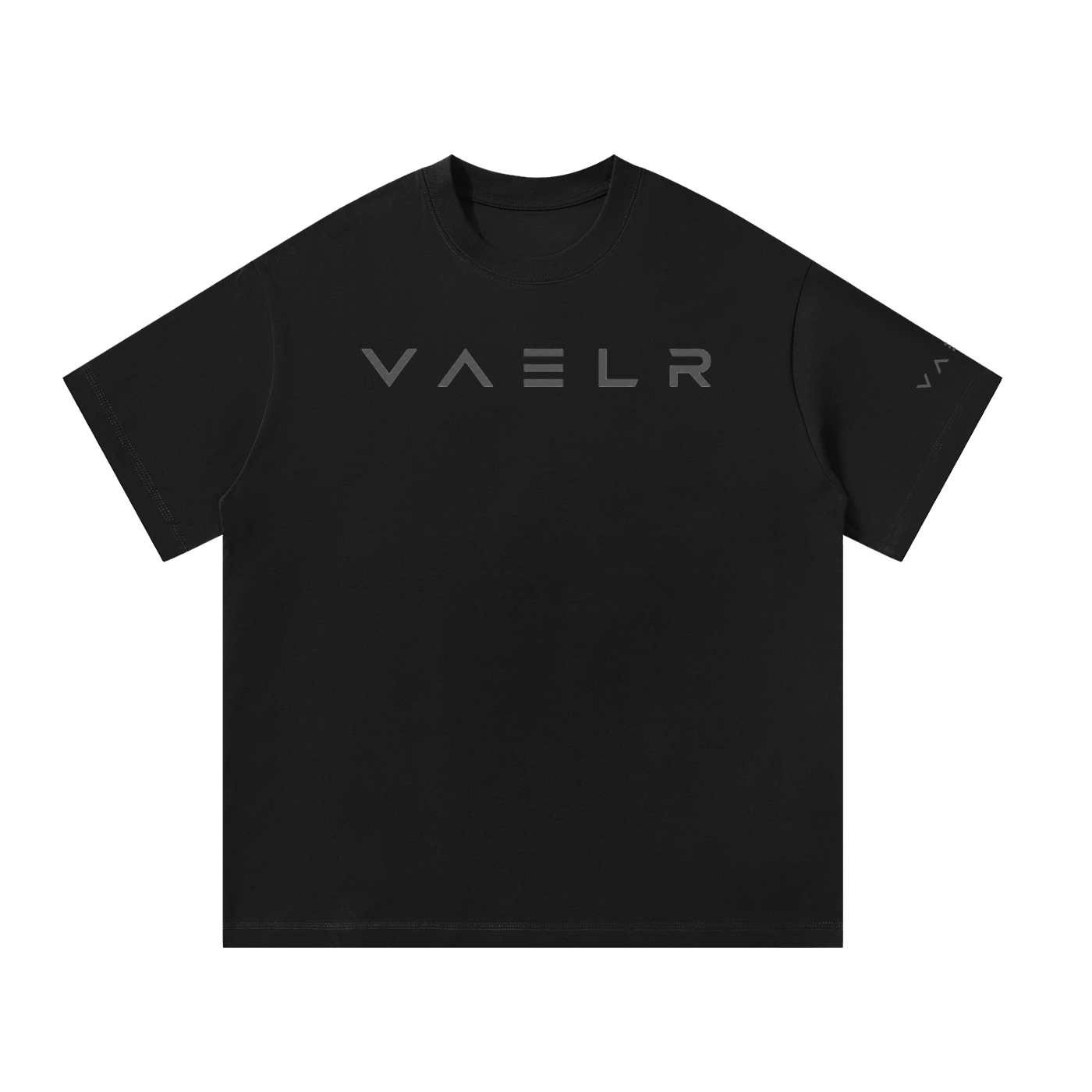 Black oversized unisex T-shirt with VAELR front logo print
