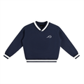 V-Neck Contrast Collar Boxy Sweatshirt