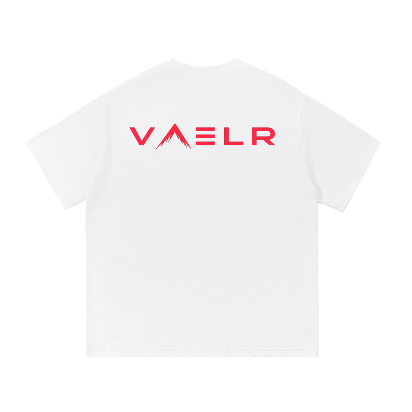 Cotton T-shirt, white, crew neck, short sleeves, VAELR logo on back.