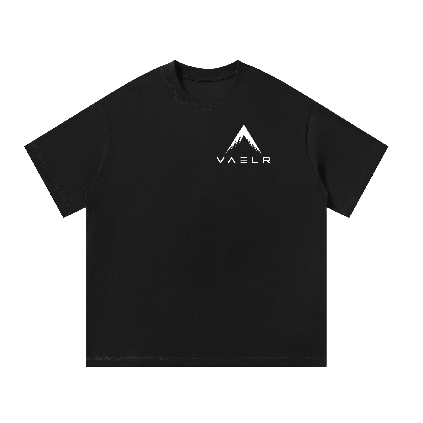 Black oversized T-shirt with small front mountain logo