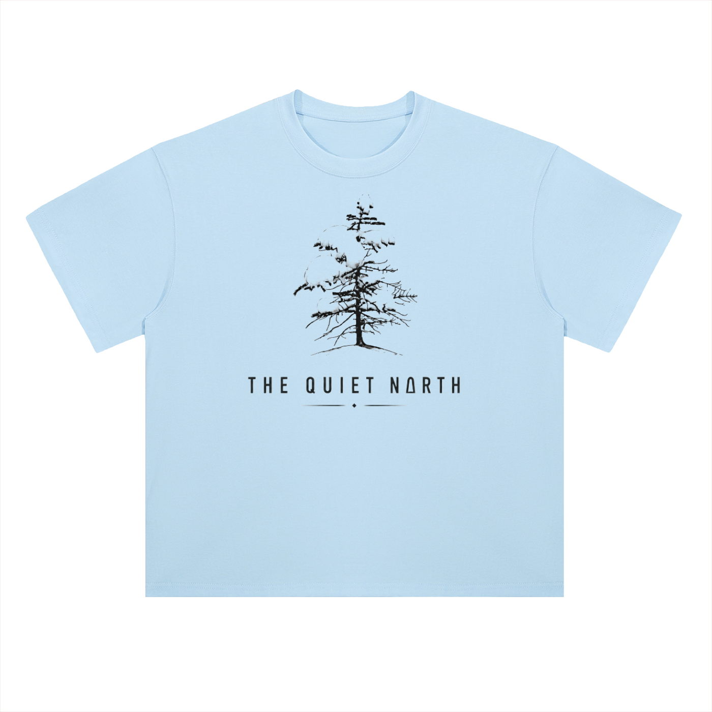 Heavyweight cotton T-shirt, Light blue front with tree graphic and logo text