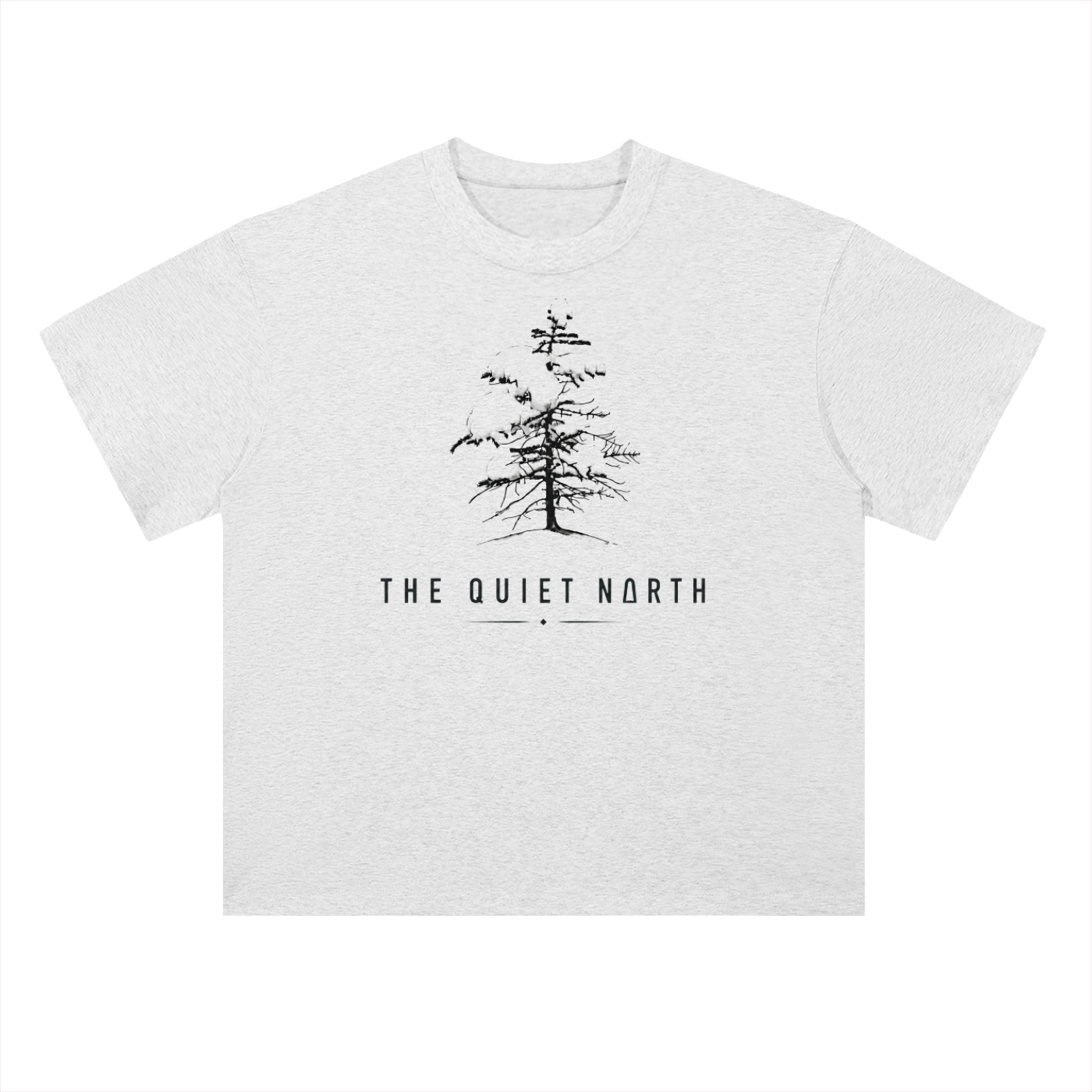 Heavyweight cotton T-shirt, Light gray front with tree graphic and logo text