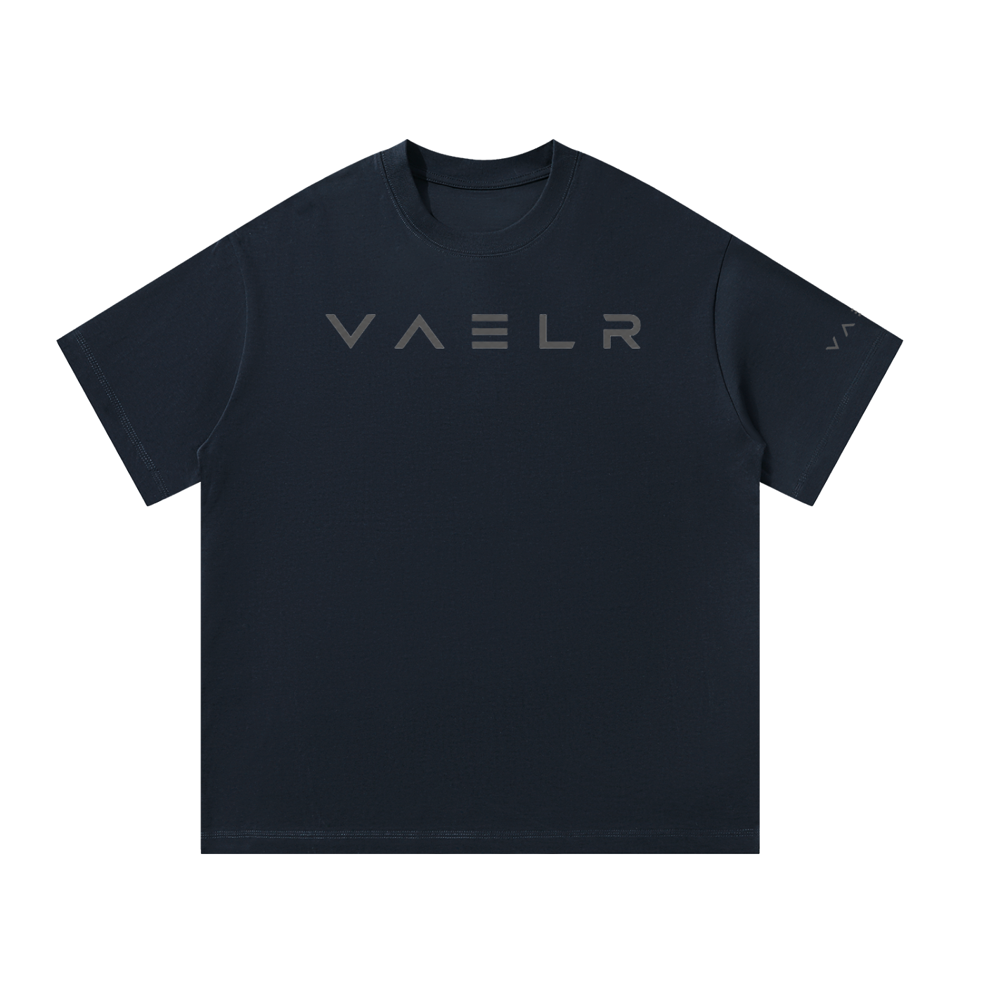 Navy oversized unisex T-shirt with VAELR front logo print